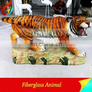 Attractive Outdoor Decoration Playground Fiberglass Tiger Statues thumbnail-2