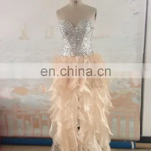 2016 Real Picture Custom Sweetheart With Crystal A-line Prom Dresses Long Organza Zipper Back Party Gowns Vestidos thumbnail-1