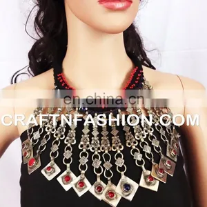 1960s Vintage Beaded Kuchi Tribal Old Coin Necklace - Afghani Ethnic Boho Gypsy Vintage Necklace Vintage Kuchi Tribal Coin Set thumbnail-2