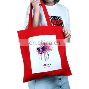 Custom Personalized Red Cotton Tote Bags Printed Logo thumbnail-1