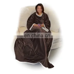 Supersoft Wearable Warm Plush Snuggie Fleece Blanket With Sleeves thumbnail-1