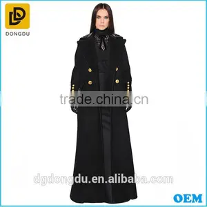 Black Double Breasted Maxi Ladies Wool Long Winter Wool Coats thumbnail-3