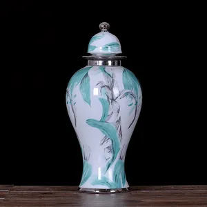 Modern Simple Fashion Creative White Electroplate Ceramic Vase With Lid For Bedroom Decor thumbnail-4