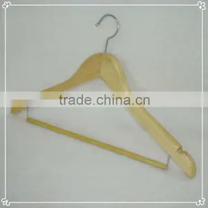 WL-82 Anti-slip Wooden Hangers With Bar Hotel Closet Hanger thumbnail-1