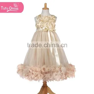 The Ivory Color Girls Boutique Dress With Fluffy Feather thumbnail-1