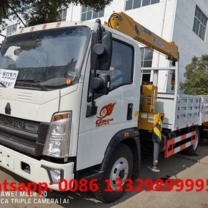 Customized SINO TRUK HOWO 4*2 4T 116hp Diesel Cargo Truck With Crane for Sale, thumbnail-3
