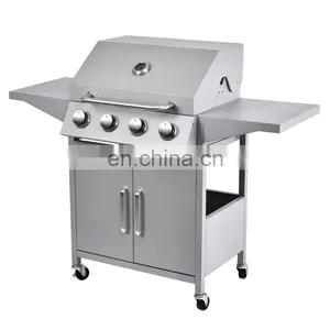 Portable 4 Burner Gas Griller Machine Commercial Smokeless Oven Barbecue Stove Gas Bbq Grill With Side Burner Toaster Ovensc thumbnail-3