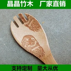 Christmas Bamboo Cooking Spoons Set Burn/Bamboo Cooking Utensil Set / Wholesale Kitchen Utensil Burned thumbnail-4