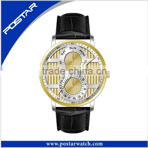 Multifunctional Dual Time Watches Big Face Watch High Quality With Leather Band thumbnail-2
