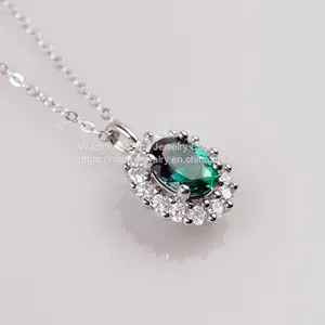 Necklace 1.5ct Emerald Picture Necklace Pendant 925 Sterling Silver Necklaces for Girl thumbnail-2
