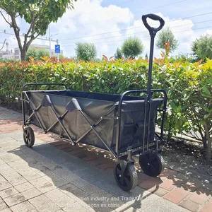 Extended Capacity Folding Wagon Four Big PVC Wheels Collapsible Picnic Camping Cart thumbnail-2