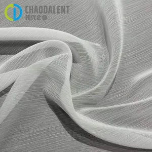 Sheer Soft White Dyeing 100%RPET White Chiffon Fabric for Clothing Dress thumbnail-1