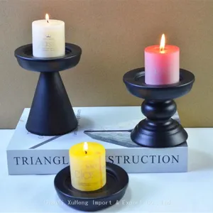 Wholesale Black Column Candle Holder Metal Candlestick Matte Black Candle Holder Home Decorations thumbnail-2