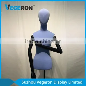 Half Body Torso Mannequin With Wooden Flexible Arm thumbnail-2