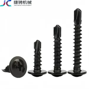 Carbon Steel Black Large Flat Head Washer Drill Tail Dovetail Self-tapping Screws thumbnail-2