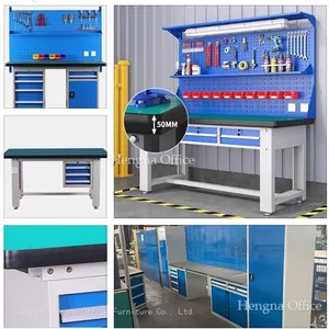 Steel Workbench With Drawers | Heavy Duty Metal Tool Bench With Lockable Cabinet / HN-SW05 / 1000kg Loading Capacity Workshop Furniture thumbnail-4