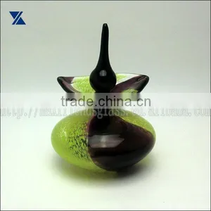 Hand Blown Glass Perfume Bottle, Scent Bottle, Reed Diffuser Color Swirl thumbnail-1