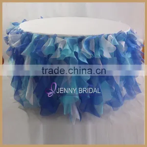 TC012G Custom Well-made Ivory White Curly Willow Table Skirt,skirt for Round Table thumbnail-5