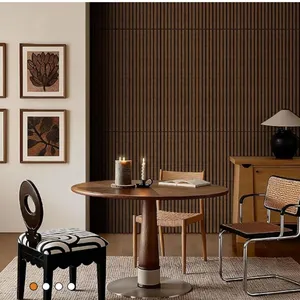 Acoustic Wooden Veneer Surface Slat Decor Wall Panels for Modern Living Room Bedroom Apartment Wall Decoration thumbnail-1