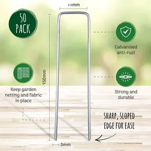 U Shape Staple Wholesale 6‘’ Sod Staples Landscaping Ground Staple Weed Pins U Pins for Weed Barrier thumbnail-3