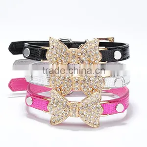 Wholesale Serpentine Pet Collar Diamond Gold Bowknot Pet Collar thumbnail-1