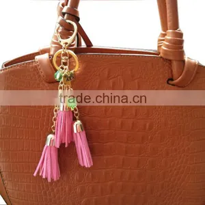 Ivy Leaf Fashion Braided Leather Tassel Keychain Car Keychain Auto Keyring AKA Keychain thumbnail-1