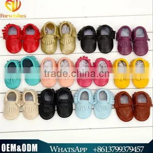 2016 Fashion Style Tassel Leather Shoes Full Cowhide Infant Baby Shoes Newborn Soft Bottom Prewalkers thumbnail-1