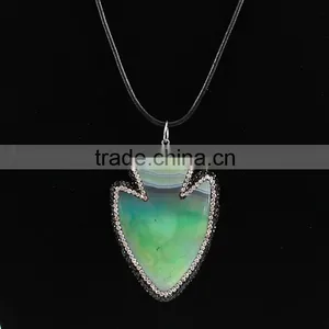 PC1612 Crystal Pave Agate Arrowhead Pendants,gemstone Pave Diamond Arrow Head Pendants thumbnail-5