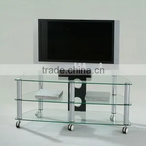 Modern TV Stand/ Glass TV Showcase With Wheel thumbnail-1