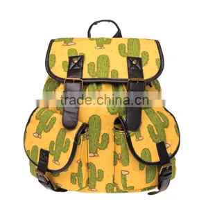 2016 3d Printed Mexico Cactus Vintage Canvas Rucksacks Cute School Satchel Rucksack Backpack Campus Bag thumbnail-1