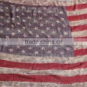 VINTAGE Team USA Boho American Flag Knit Scarf, Infinity Loop Circle Scarf, Cotton Lightweight Patriots' Day Gift thumbnail-6