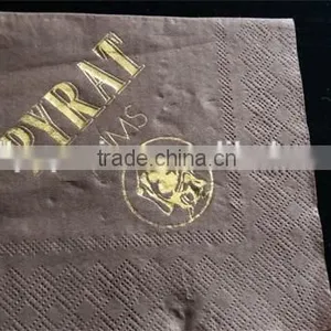 100% Virgin Wood Pulp Dyeing Paper Napkins Printed Gold Foil Logo thumbnail-1