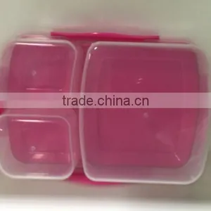 Food Grade 3 Compartments Plastic Bento Box With Lid FDA Approval Plastic Bento Box thumbnail-2