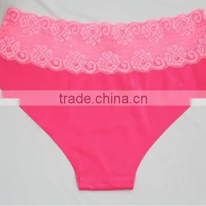 Shining Fabric Lace Waist Bonded Seamless Panties thumbnail-2