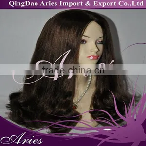 Mongolian Virgin #3/4 Straight With Curl Human Hair Jewish Wig 20" With Silk Top thumbnail-1