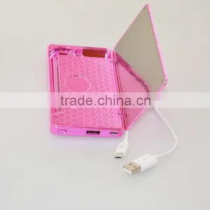 4000mAh Make-up Mirror Power Banks Charger for Women/Xiaomi/ Iphone4 5 6/PSP/MP3 Player thumbnail-4