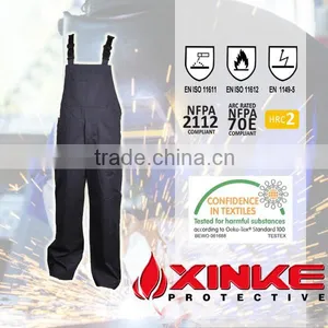 Xinke Security Workwear Men's Fireproof Bib Pants With Pockets on the Sides Factory Quality Choice thumbnail-1