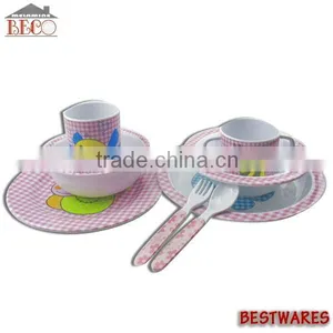 New Products Indian Special Shape 8PCS Kids Kinds of Dinnerwares Set With Insects Decal thumbnail-1