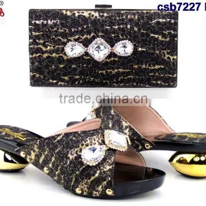 CSB7227 Top Fashion Latest Fashion Woman Italy Style High Heel Shoes and Glitter Bags thumbnail-1