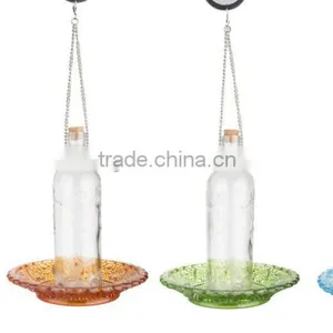 Hobnail Glass Hanging Tray With Bottle Birdfood Feeding Bottle thumbnail-2
