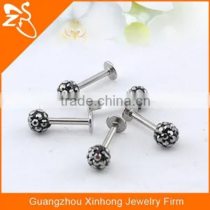 Surgical Stainless Steel Epoxy Crystal Lip Body Piercing Jewelry thumbnail-6