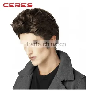 Cheap Short Natural Hairline Remy Human Hair Full Lace Natural Hair Wig for Men thumbnail-2