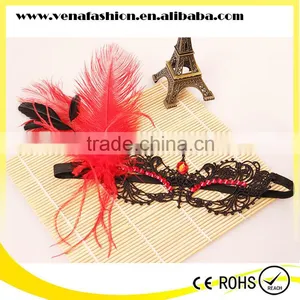 Gothic Model Feather Black Lace Mask, Lace Eye Mask thumbnail-4