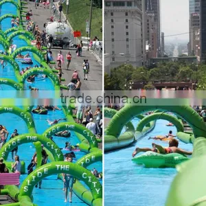 Green 300m Long Giant Inflatable Water Slide,Durable PVC Commercial Customized Inflatable Slide thumbnail-2