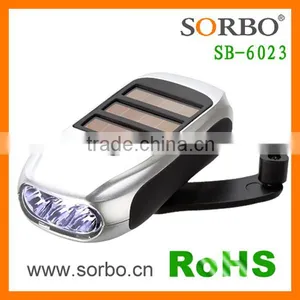 HandCrank Dynamo LED Torch Light / Solar LED Flashlight 3 LEDs Flashlight thumbnail-4