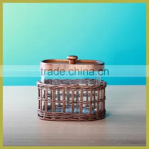Glass Herb Storage Jars With Wooden and Willow Decoration thumbnail-3
