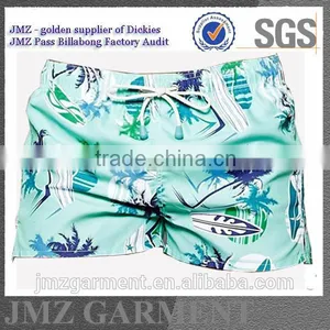 JMZ Wholesale OEM Swim Pants for Men Polyester Swimwear Creat Your Own Blue Palm Tree Design New 2015 Low Moq thumbnail-1