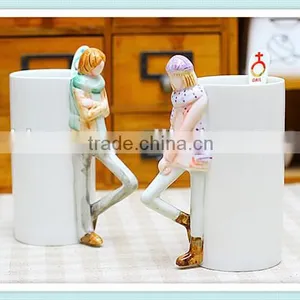 Ceramic Couple Mug With Unique Handle for Love Souvenie thumbnail-1