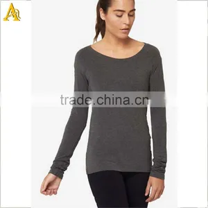 Custom Women Grey Fitness Long Sleeve Shirts for Gym Wear thumbnail-1