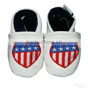 US Flag Heart Soft Sole Leather Baby Shoes thumbnail-1